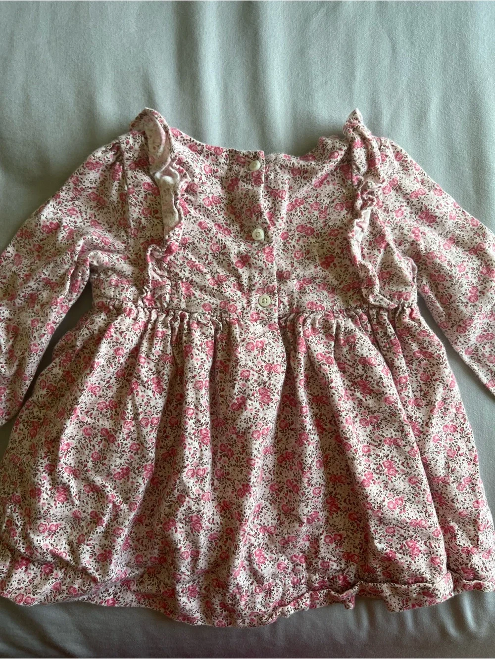 GAP Pink Floral Smocked Long-Sleeve Dress Top